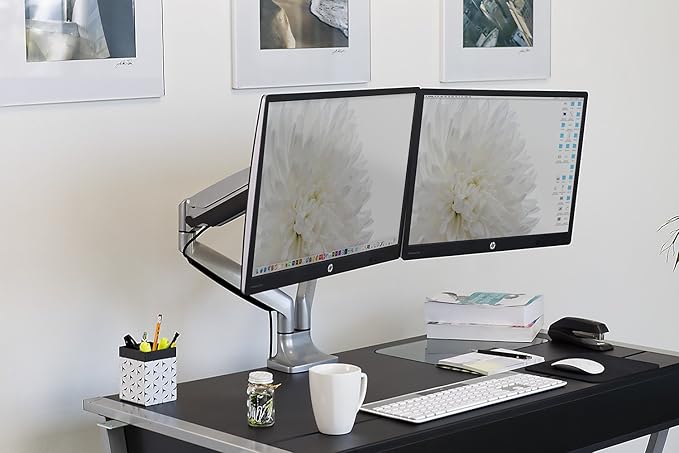 Mount-It! Dual Monitor Arm Mount Desk Stand Two Articulating Gas Spring Height - Image 4