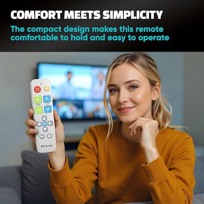 EZclicker Big Button Universal TV Remote Simple Easy to Use, Works - Image 6