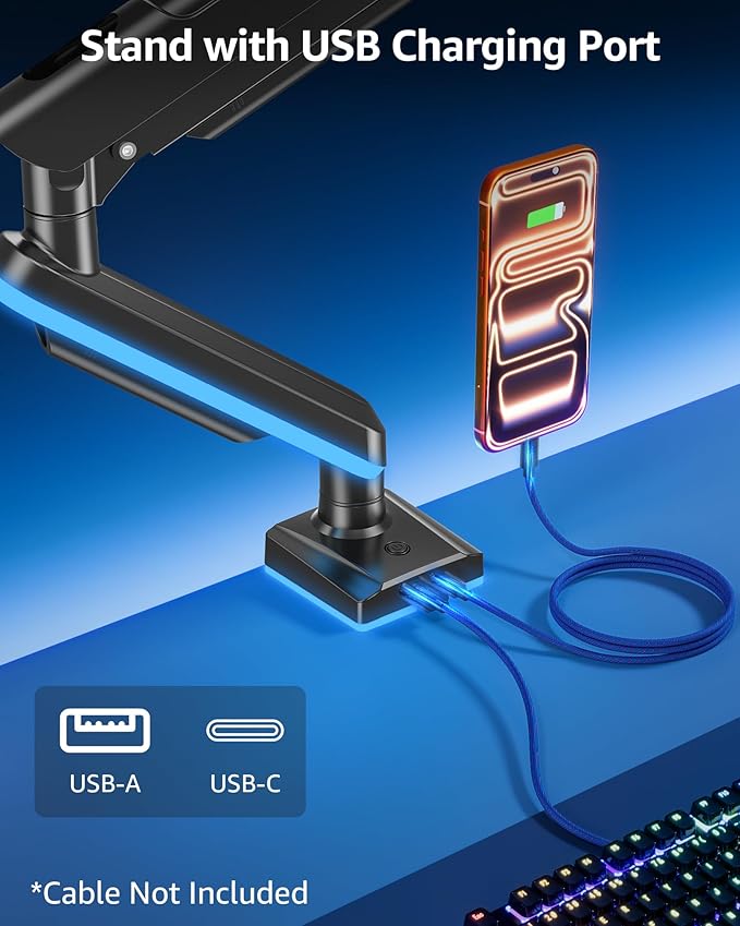 MOUNTUP RGB Single Monitor Arm Fits 32 27 24 22 inch, Holds 4.4-22lbs Screens - Image 4