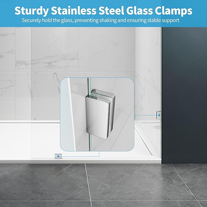 Shower Glass Panel, 28.5" W x 78.75" H Fixed Shower Screen Panel - Image 3