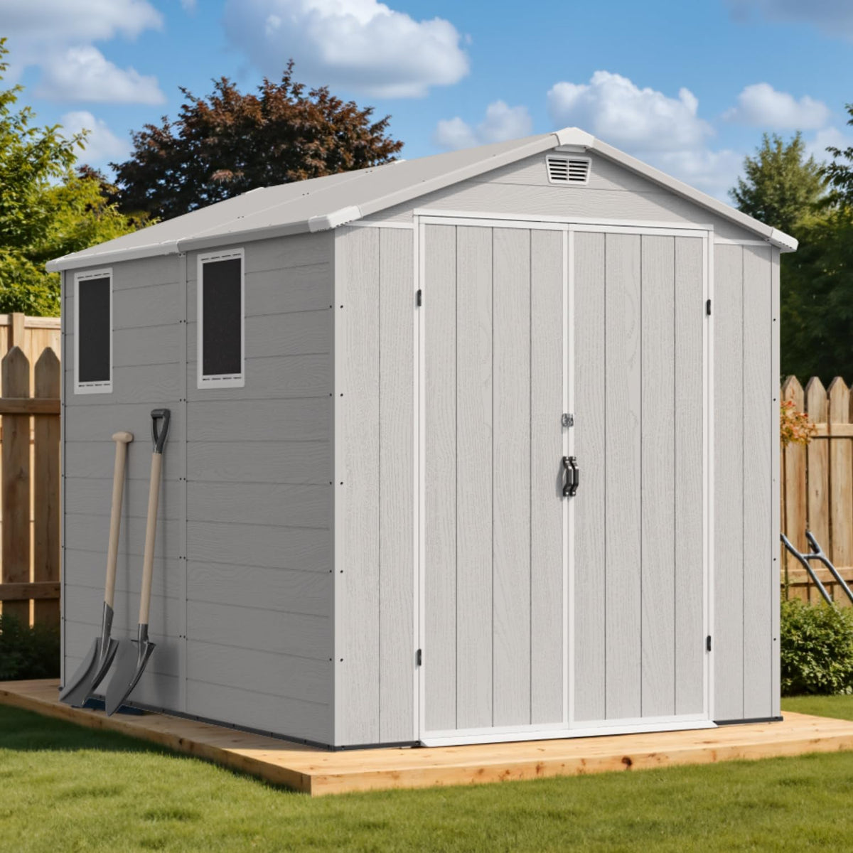 devoko 6x8 ft resin outdoor storage shed with, main product view