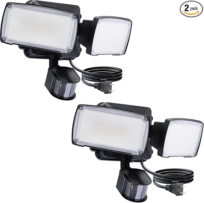 LUTEC 2 Pack 21W Plug in Motion Sensor Light Outdoor, Flood Lights Outdoor by LUTEC
