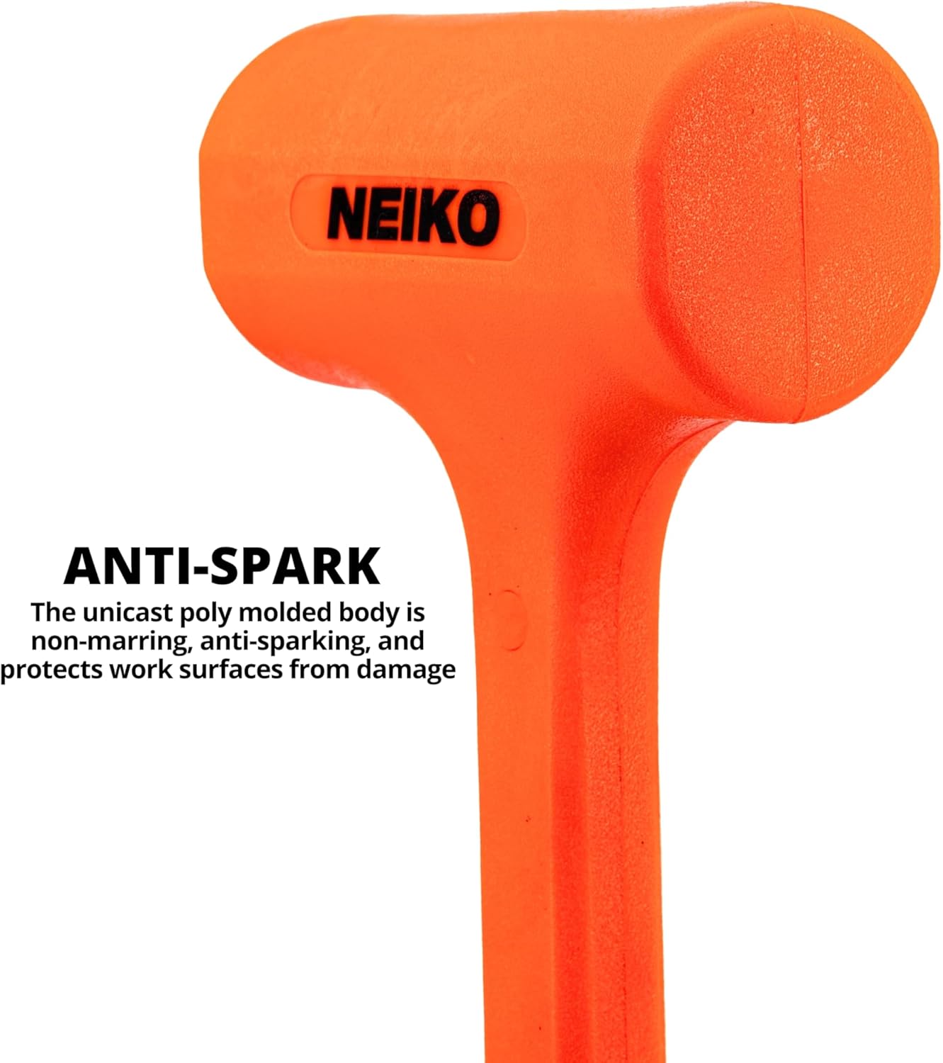 NEIKO 02851A Dead Blow Hammer, 5 Pounds, Neon Orange Deadblow Hammers, Mallet, Spark and Rebound Resistant, Unibody Molded, Soft Blow Rubber, Checkered Grip, Steel Shot and Core