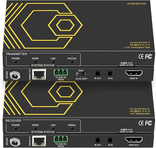 HDMI Extender Over Ethernet 4k 60HZ Uncompressed 18G/BPS Over Single Cat5/6 up by CORSAHD