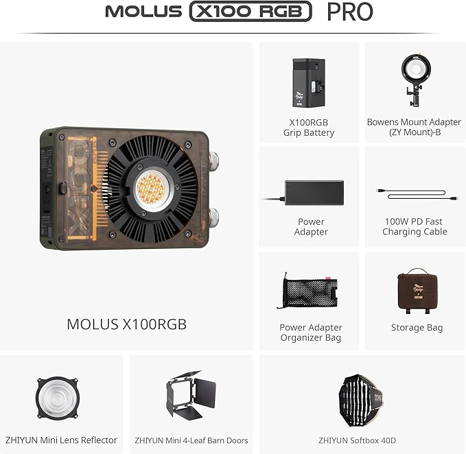 ZHIYUN MOLUS X100 RGB PRO 100W Video Light V2 Upgraded Version Professional - Image 2