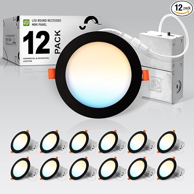 ASD 12 Pack LED Recessed Lighting 6 Inch 15W, 5 CCT 2700K-5000K CRI90+ by ASDLightingCorporation