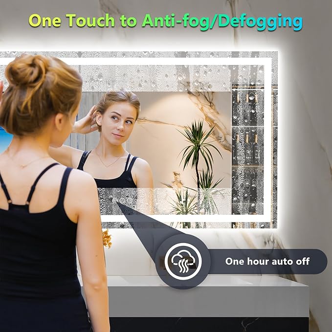 YEELAIT 60x36 Inch RGB LED Bathroom Mirror Front Light and RGB Backlit Lighted - Image 5