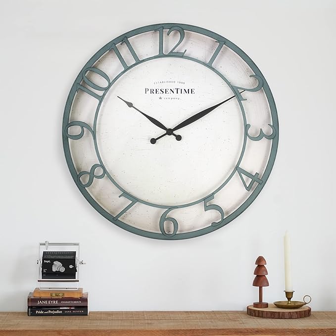 Presentime & Co 21" Farmhouse Series Wall Clock, Vintage Style, Retro Clock - Image 4