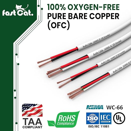 fast Cat. Speaker Wire 14 Guage 4C, UL Listed & CMR/CL3R-FT4 Rated - Image 3