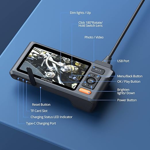 DEPSTECH Industrial Borescope Tool & 5" IPS Screen, 1080P Dual Lens Endoscope - Image 9