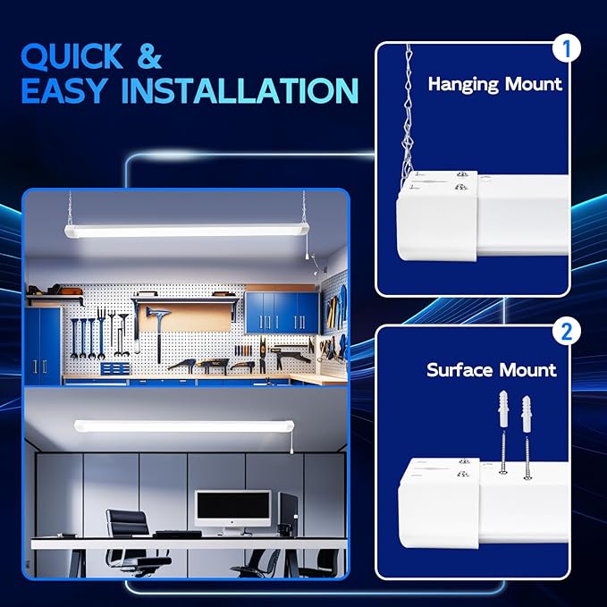 hykolity 4FT 120W LED Shop Light Linkable, 5000K Utility Shop Lights - Image 3