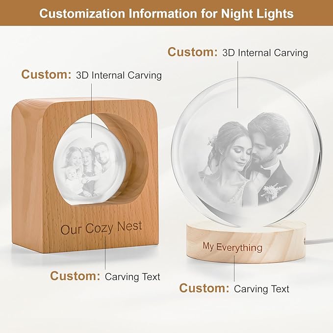 Yijhpbc Custom 3D Crystal Photo Night Light Personalized Photo Crystal Ball - Image 5