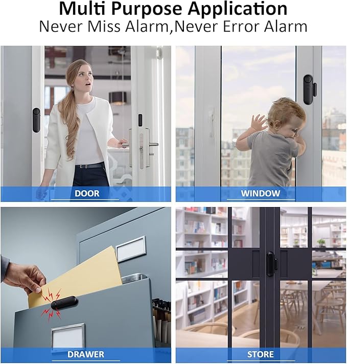 AKOYU 5-Pack Window Alarms for Home Security, 120dB Door and Window Open Sensor - Image 4