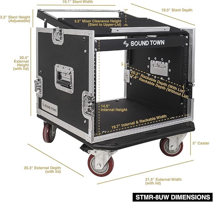 Sound Town High-Quality 1/2” Plywood 8U PA DJ Pro Audio Rack/Road ATA Case - Image 5