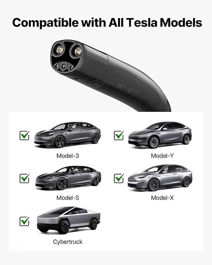 VEVOR Level 1/2 Tesla Charger, 16 Amp, Portable Electric Car EV Charger - Image 3