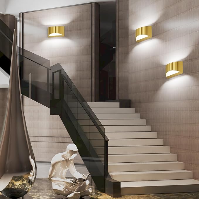 Aipsun Brushed Brass Wall Sconce Indoor Wall Lights Hardwired 1 Pack Up and - Image 5