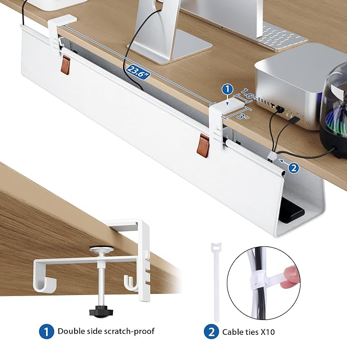Zilink Large Cable Management Under Desk 40" No Drill Desk Cable Management - Image 4