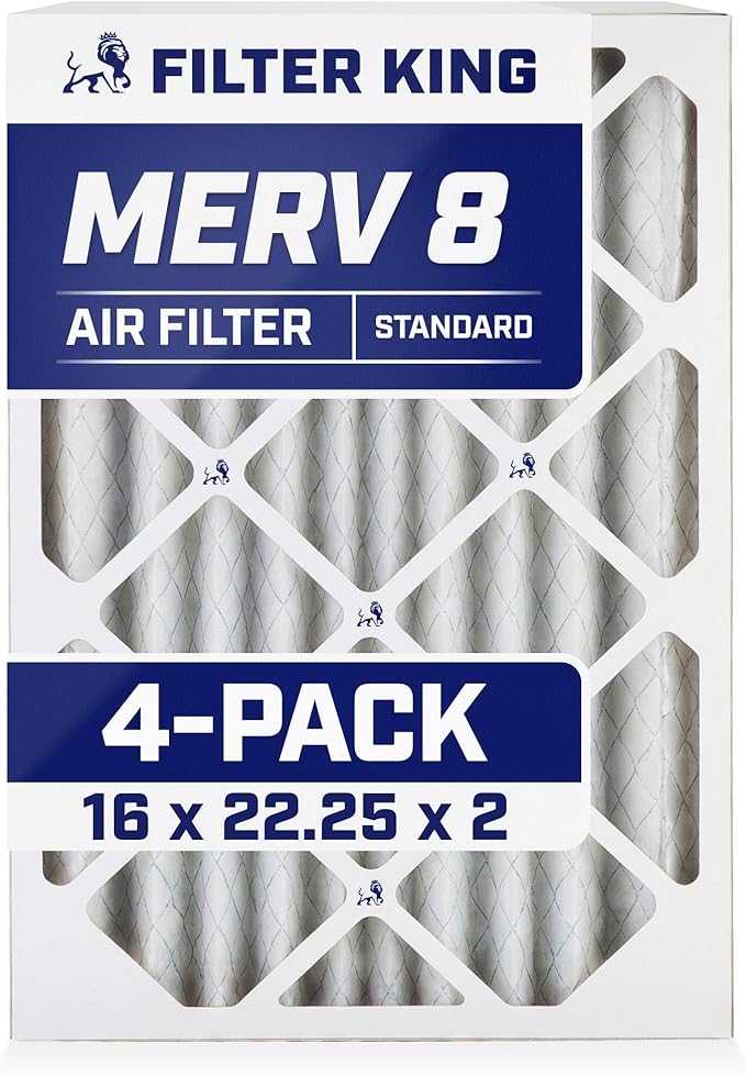 Filter King 16x22.25x2 Air Filter | 4-PACK | MERV 8 HVAC Pleated A/C Furnace by FilterKing