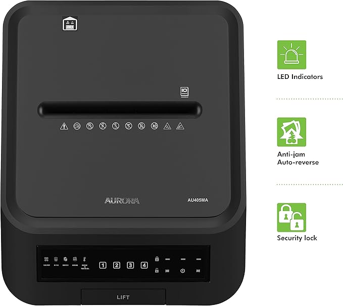 Aurora Commercial Grade 400-Sheet Auto Feed High-Security Micro-Cut Paper - Image 8