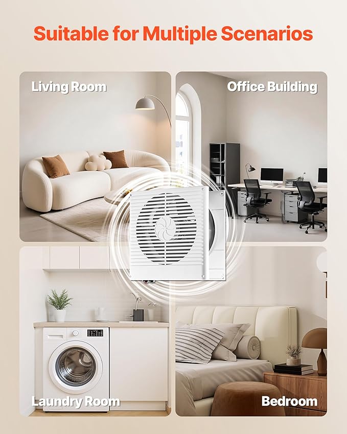 VEVOR Room to Room Fan, Two-Way Airflow Through-the-Wall Fan 8" - Image 6