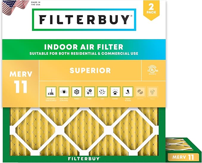 Filterbuy 23x23x1 Air Filter MERV 11 Superior Pet & Allergy Defense, by Filterbuy
