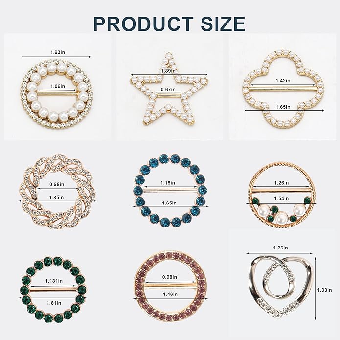 T-Shirt Clips 9 PCS, Clothes Corner Knotted Button, Fashion Alloy Pearl - Image 6