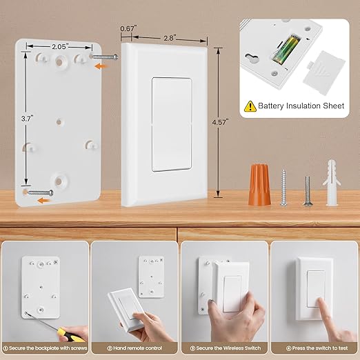 SURAIELEC Wireless Light Switch Remote Control Outlet, No Wiring Needed - Image 6
