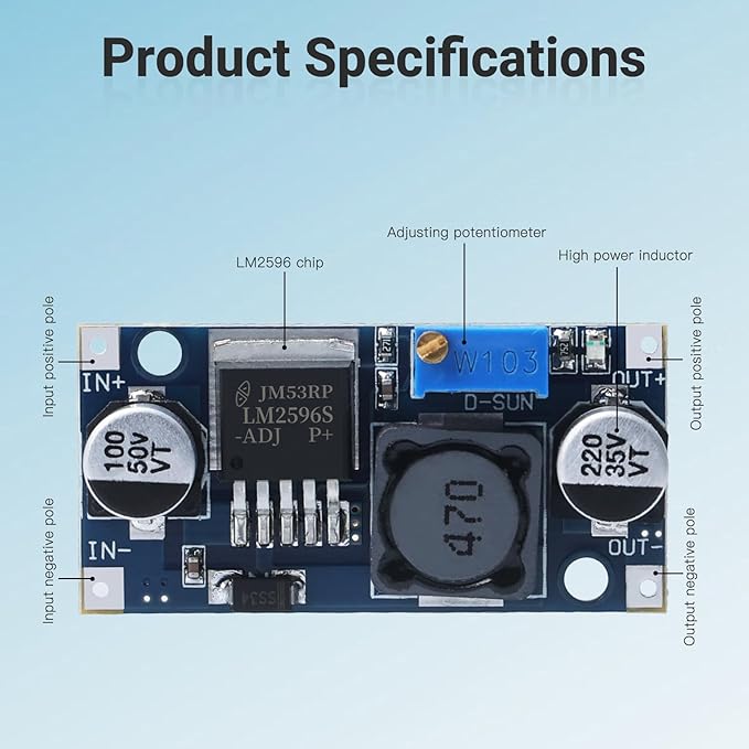 KERWINN 10PCS LM2596 DC-DC Buck Converter Step Down Module, 3.0-40V to 1.5-35V - Image 3