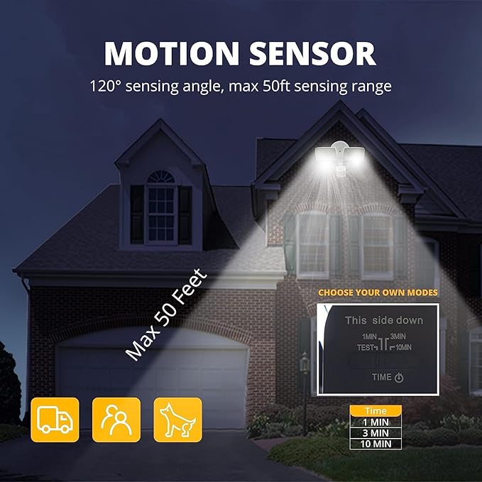 UME 19W LED Flood Light Motion Sensor Outdoor, 2 Adjustable Head, IP65 - Image 3