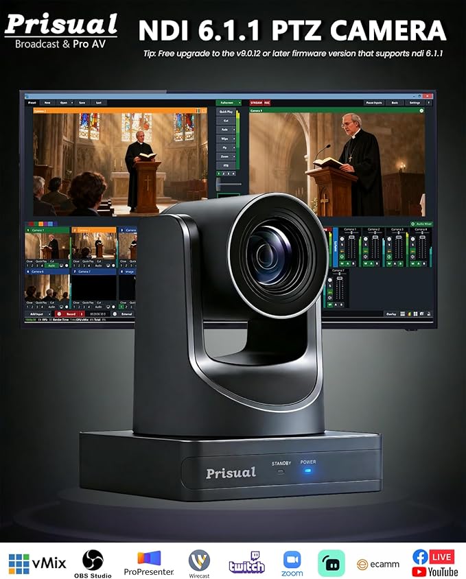 Prisual NDI 6.1.1 PTZ Camera, Ai Auto-Tracking, 20x Optical Zoom LAN USB3.0 PoE - Image 6