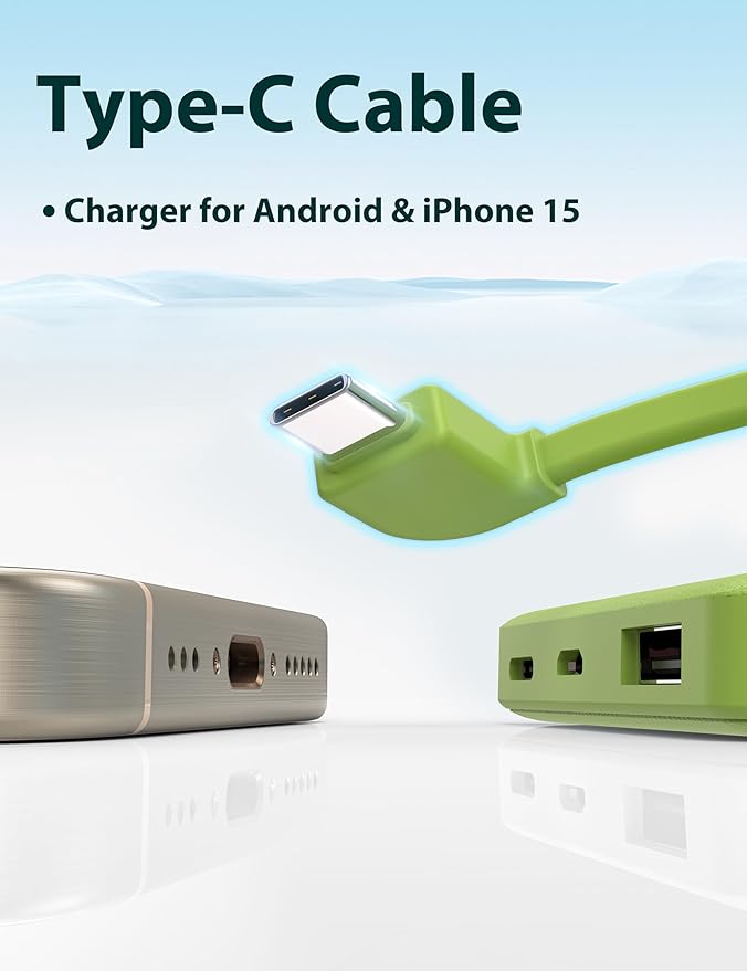 miisso 6000mah Ultra Slim Built in Cables Power Bank, Card Size Built in USB C - Image 6