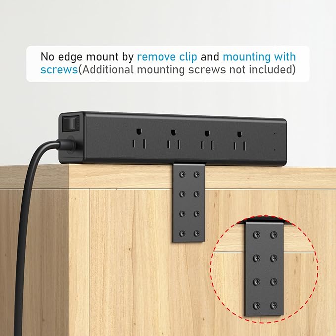 CCCEI Desk Outlet Station 20W USB C Port. 12 Outlet Desktop Clamp Power Strip - Image 4