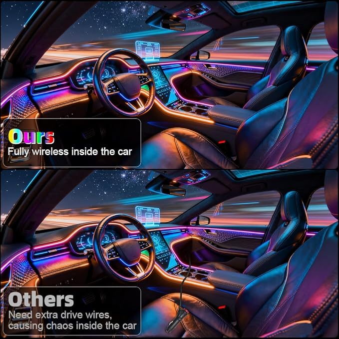 Acrylic Interior Car Ambient Lighting, Interior RGB LED Strip Kit - Image 2