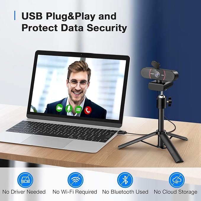 EMEET C960 4K Webcam with Tripod, 4K UHD Sony Sensor, 3 Adjustable Height Mini - Image 7
