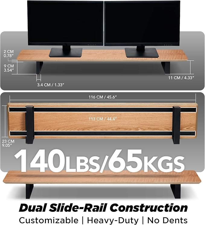 ULTRARM Moodular Wooden Monitor Stand 45.6” Large Desk Organizer - Image 4