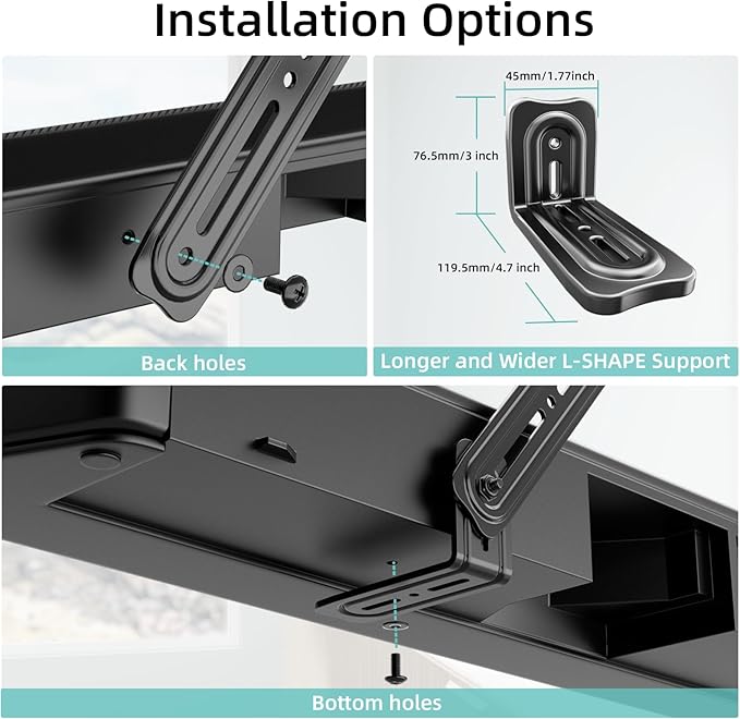 HCMOUNTING Soundbar Mount Bracket, Sound Bar Mounts Under TV or Above TV Fits - Image 5