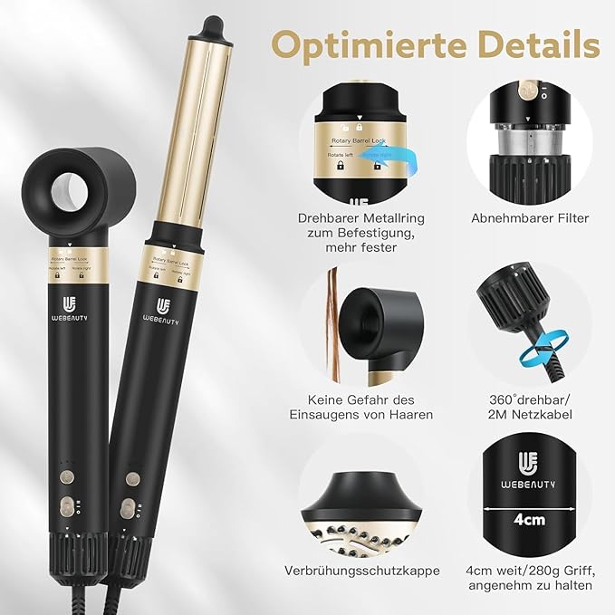 webeauty 5 in 1 Hot Air Styler, High-Speed Negative Ionic Hair Dryer - Image 7