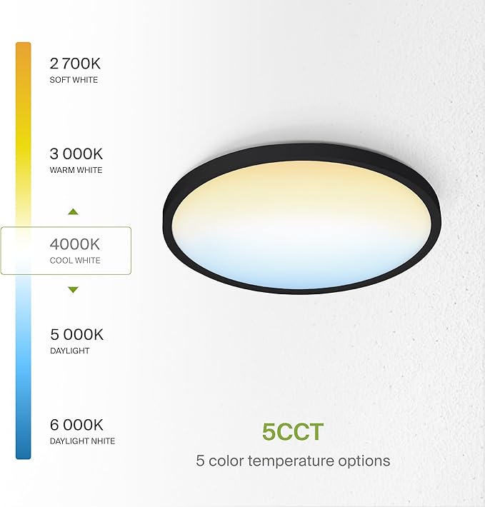 ASD LED 12" Round Flush Mount Ceiling Light Fixture, Low Profile Surface - Image 5