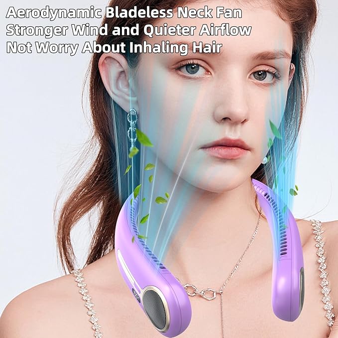 Portable Neck Fan, Hands Free Personal Wearable Bladeless Fan, 6000mAh USB - Image 5