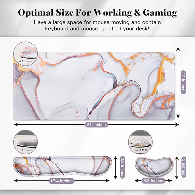 Gimars 4 in 1 Mouse Pad and Keyboard Wrist Rest Set, Large Mouse Pad - Image 3