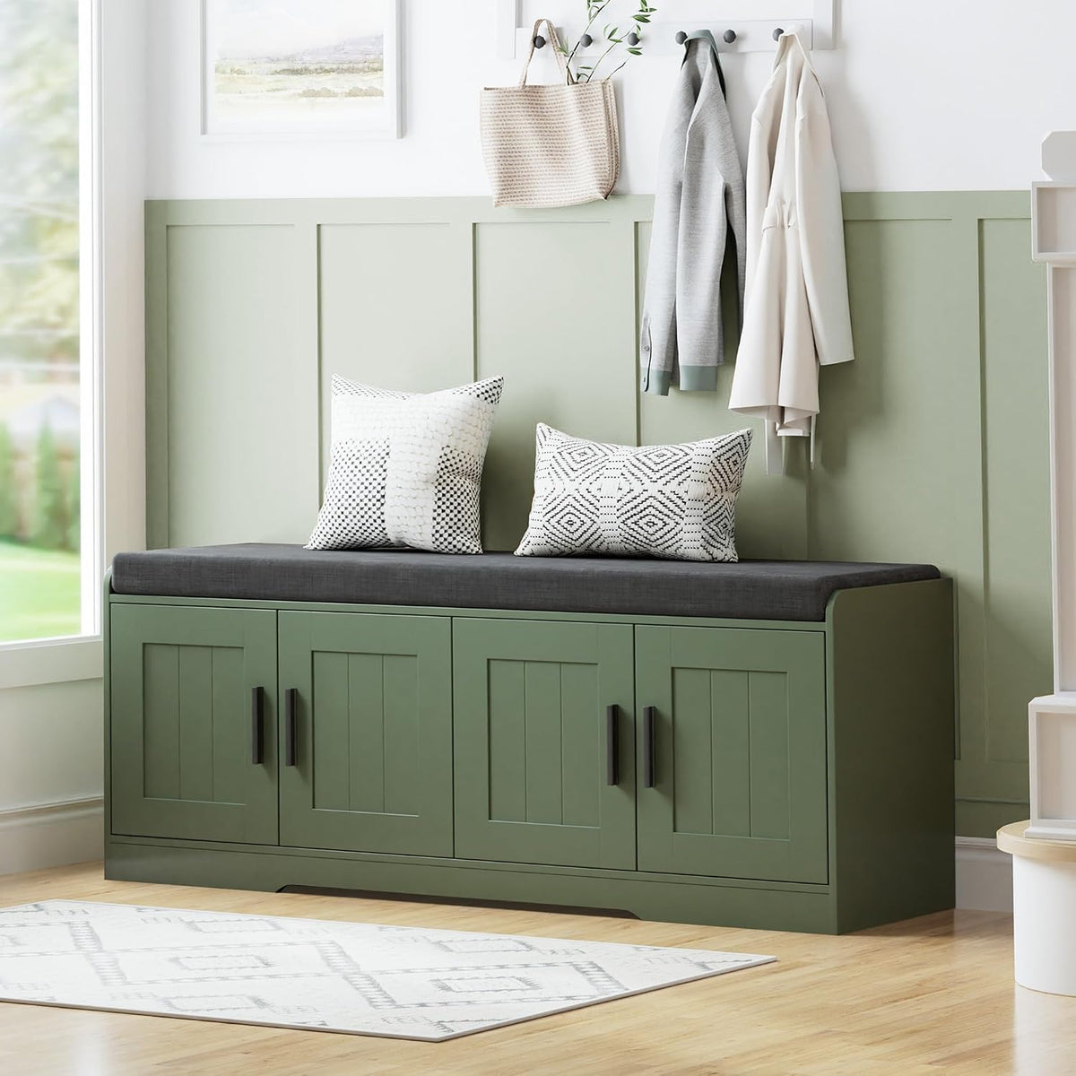 homleke shoe storage bench, 4 doors & thickened, main product view