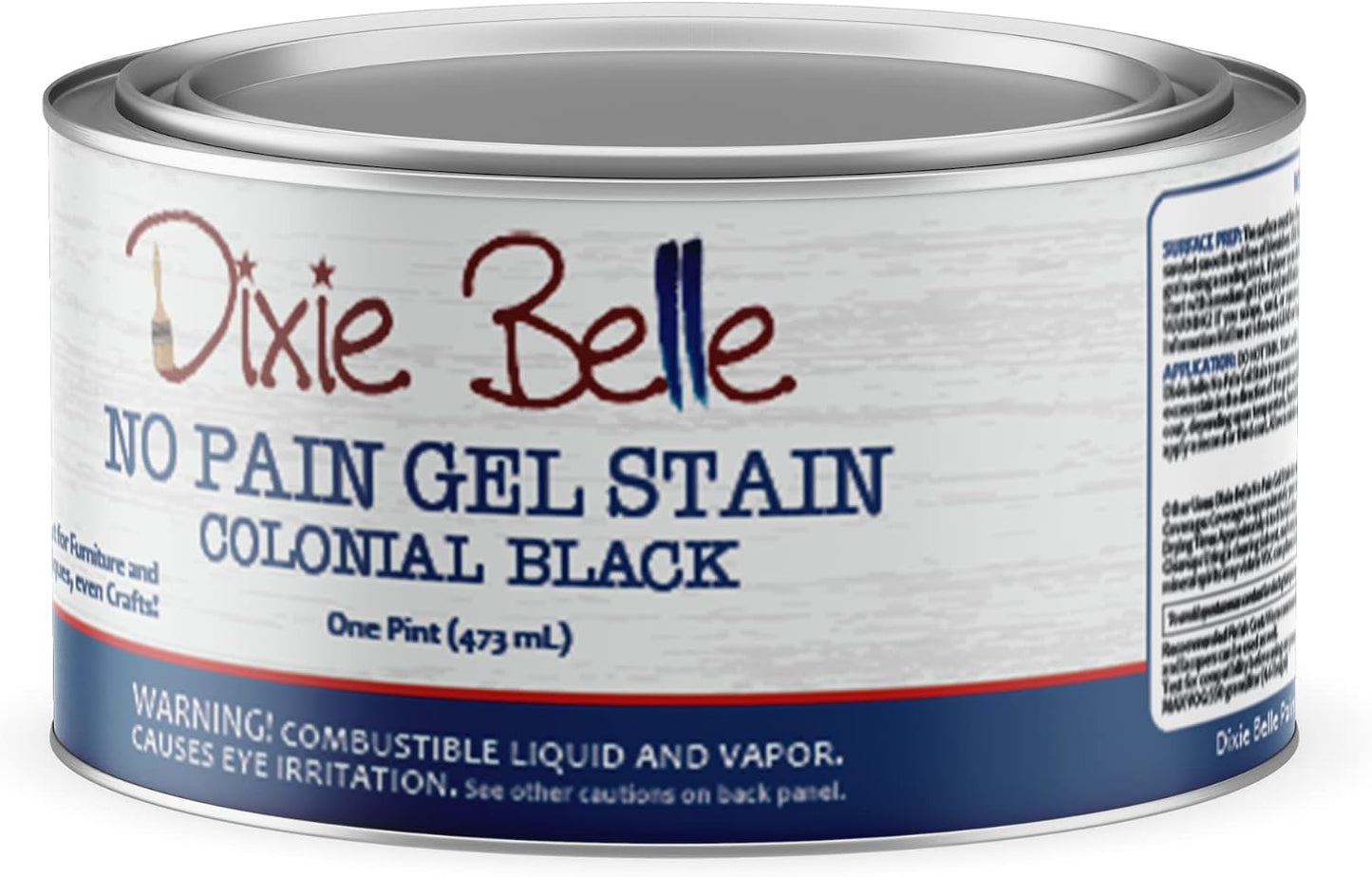 Dixie Belle No Pain Gel Stain - Colonial Black - Oil-Based Stain DIY Wood Stain for Projects - Deep Coverage, Wood Grain Enhancer