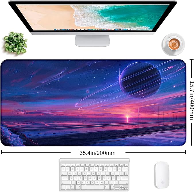 Anime Landscape Mouse Pad, Oversized Gaming Desk Pad, Space Planet Computer - Image 2