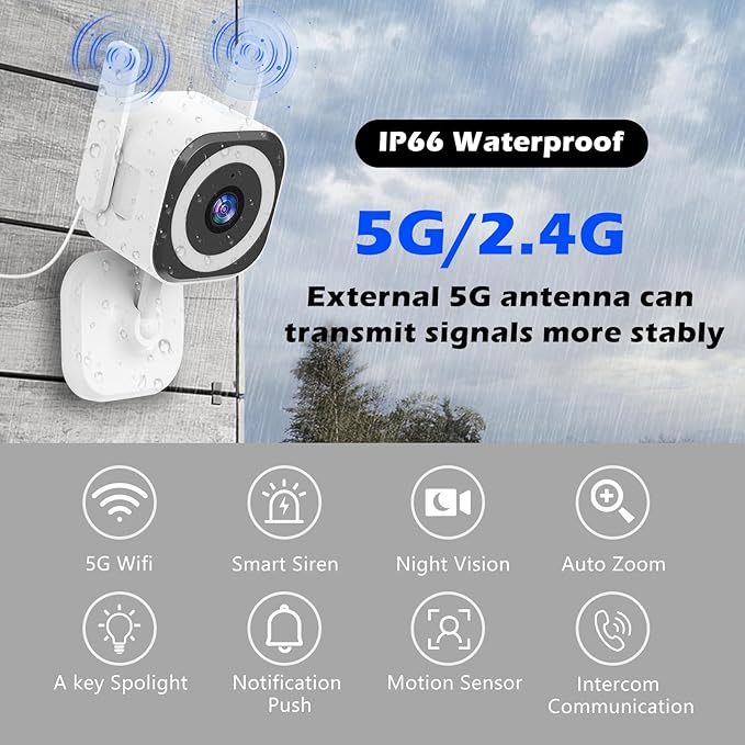 GUOANVISION Dual-Antenna Stable 5G WiFi Security Camera, 3X Zoom 2K Outdoor - Image 2