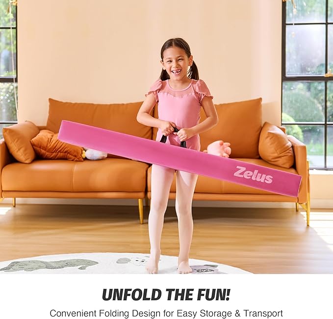 ZELUS 8' Folding Gymnastics Balance Beam, Floor Balance Beam w/Carry Handles - Image 5