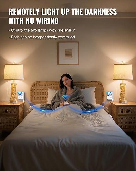 WILAWELS Remote Control Outlet Wireless Light Switch, Removable Remote Outlet - Image 2