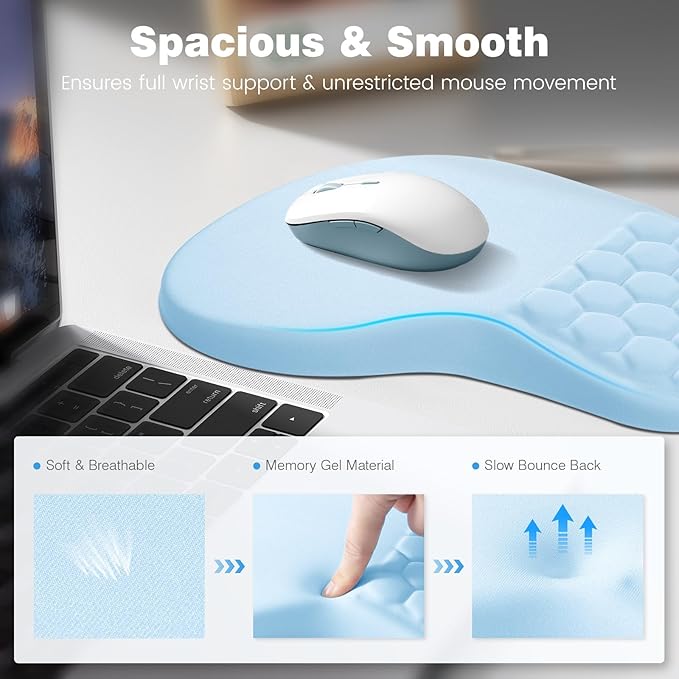 Ospelelf Ergonomic Mouse Pad and Keyboard Stand Wrist Rest Set, Memory Foam - Image 3