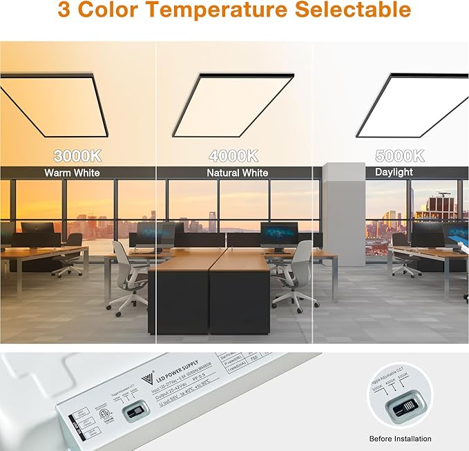 Mcacggo 4-Pack Black 2x4 FT LED Flat Panel Light Surface Mount 0-10V Dimmable - Image 3