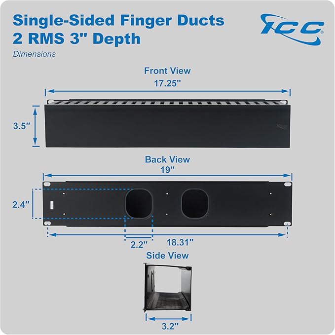 ICC 2U Finger Duct Cable Manager Panel - Image 7