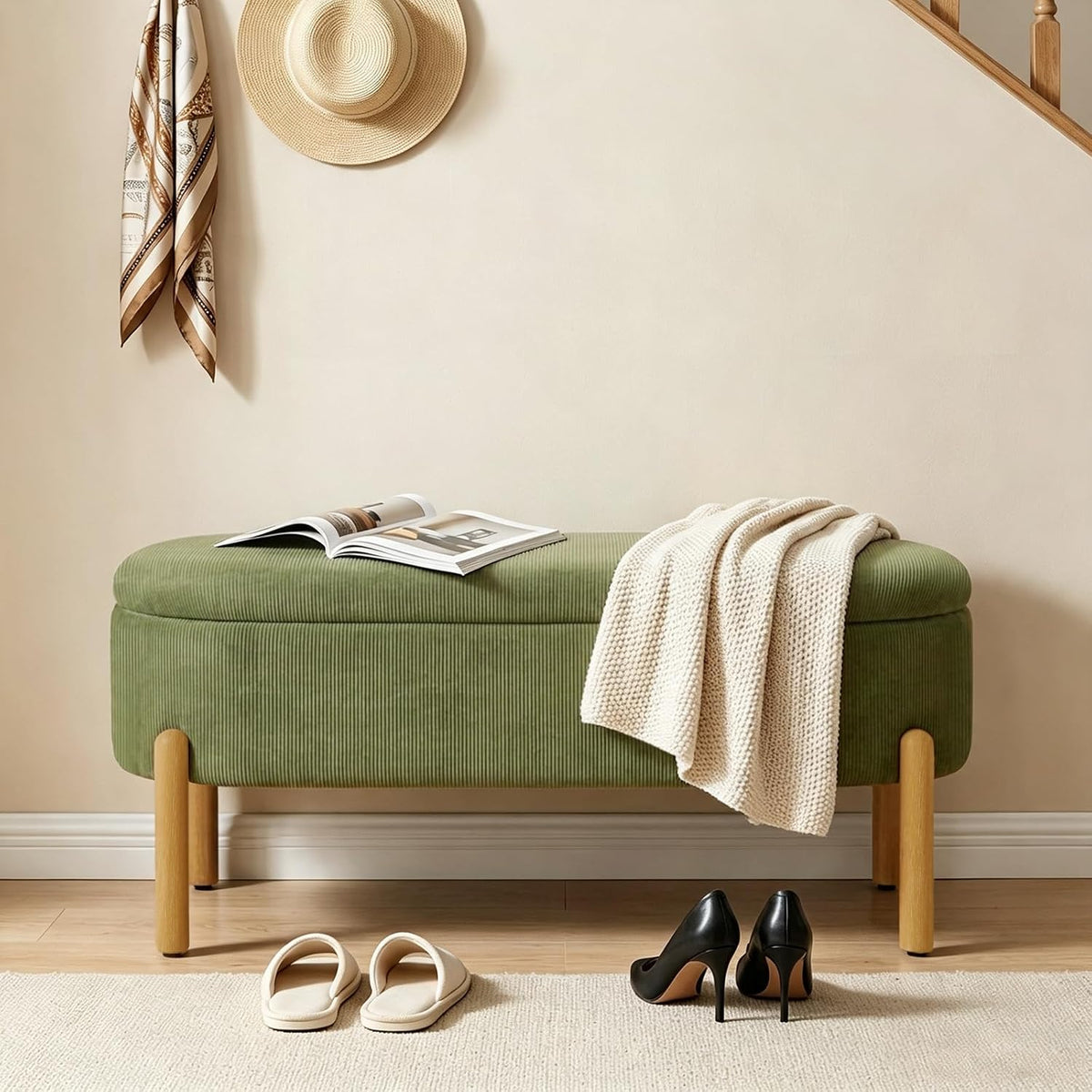 storage bench for bedroom end of bed with on a desk or shelf